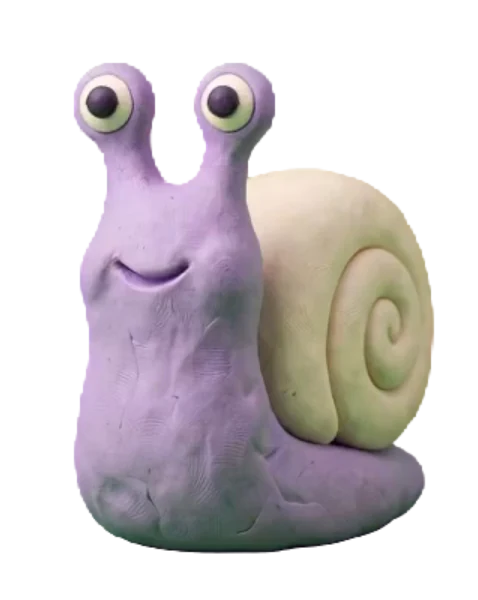 Slowpoke, a lavender clay snail mascot